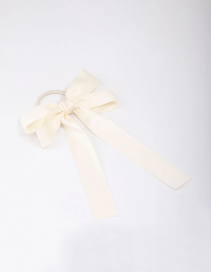Large Cream Bow Hair Tie