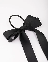 Large Silky Black Bow Hair Tie