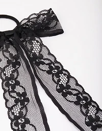 Black Lace Bow Hair Tie