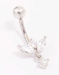 Titanium Cubic Zirconia Teardrop Dangle Belly Piercing