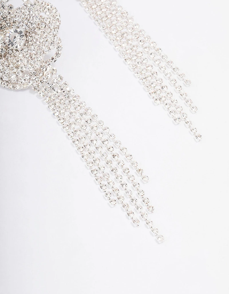 Boucles d’oreilles pendantes Silver Diamante Flower Cupchain