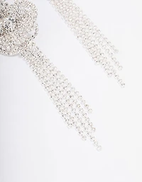 Boucles d’oreilles pendantes Silver Diamante Flower Cupchain