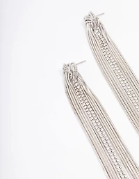 Silver Swirl Cup Chain Drop Earrings