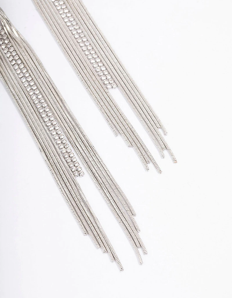 Silver Swirl Cup Chain Drop Earrings