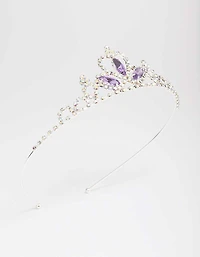 Kids Silver Lilac Diamante Tiara