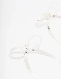 Silver Snake Chain Bow Drop Earrings