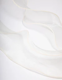 White Fabric Organza Curl Hair Bow Clip