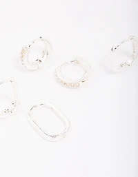 Silver Plated Brass  Clean Pave Earring 3-Pack