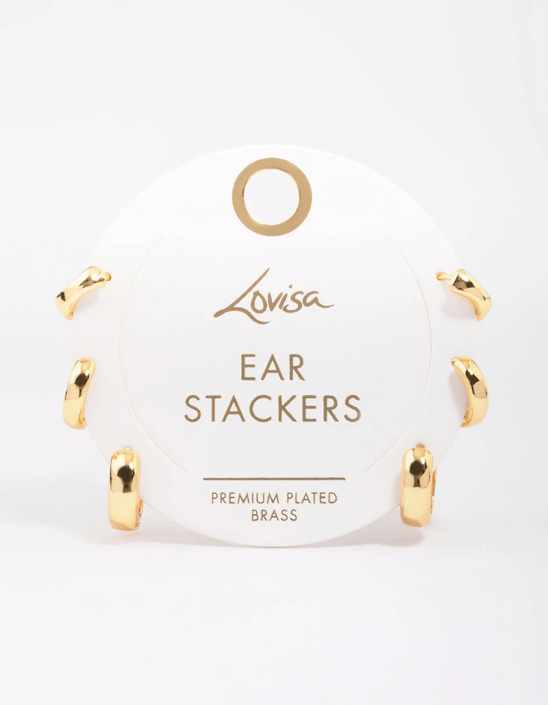 Gold Plated Brass Graduating Hoop Earring 3-Pack