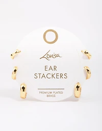Gold Plated Brass Graduating Hoop Earring 3-Pack