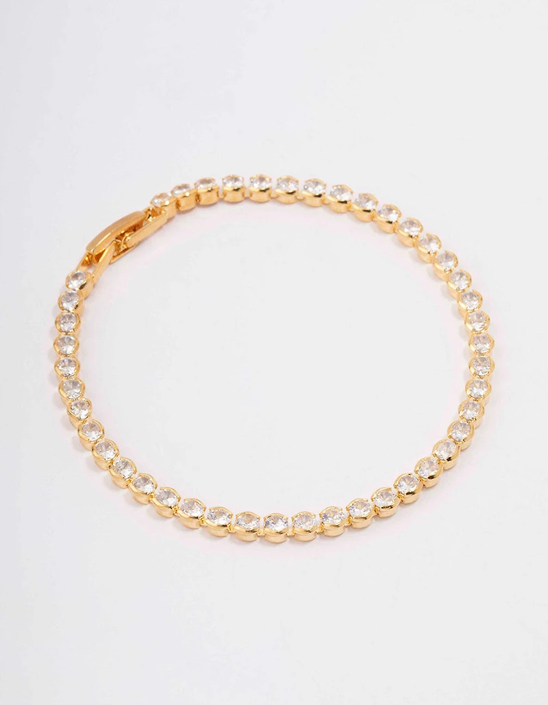 Gold Plated Brass Single Classic Tennis Bracelet