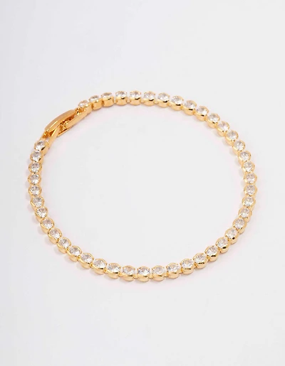 Gold Plated Brass Single Classic Tennis Bracelet