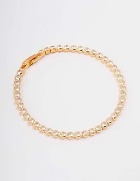 Gold Plated Brass Single Classic Tennis Bracelet