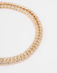 Gold Plated Brass Double Classic Tennis Bracelet