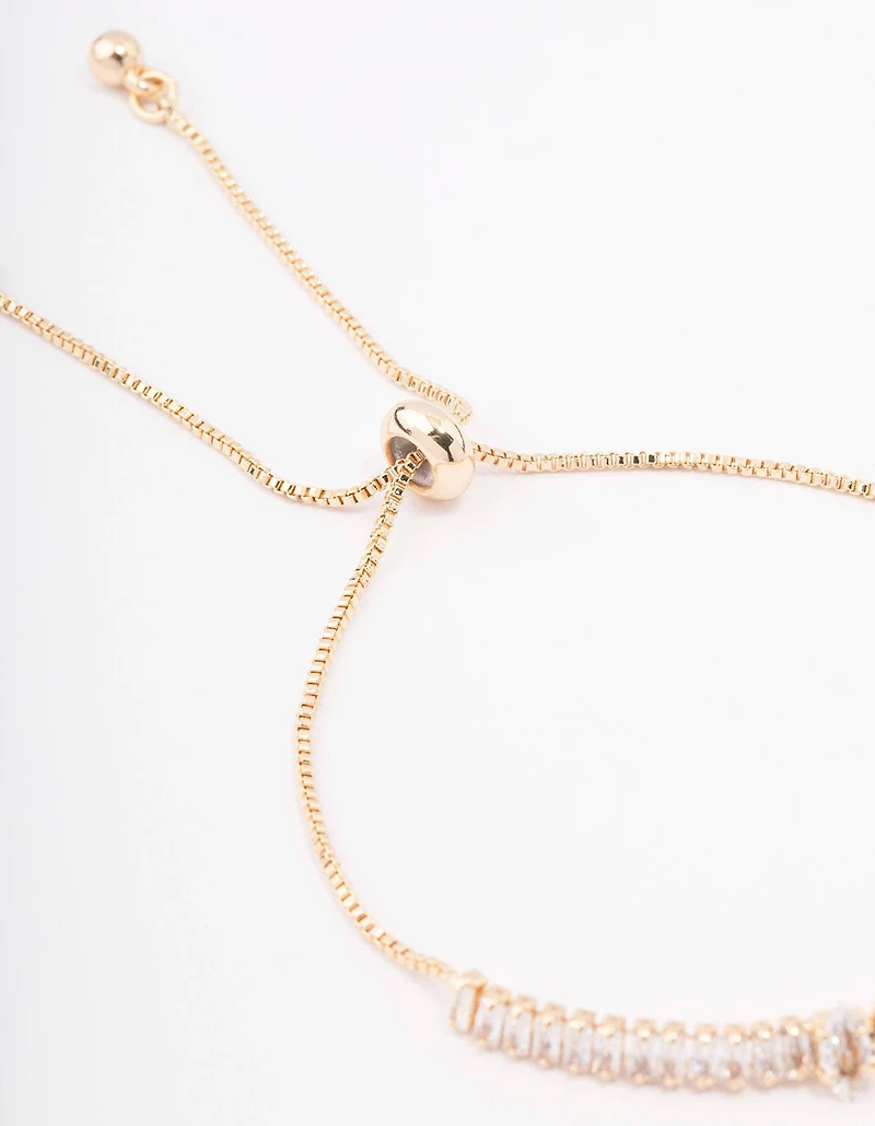 Gold Plated Brass Marquise Baguette Bracelet