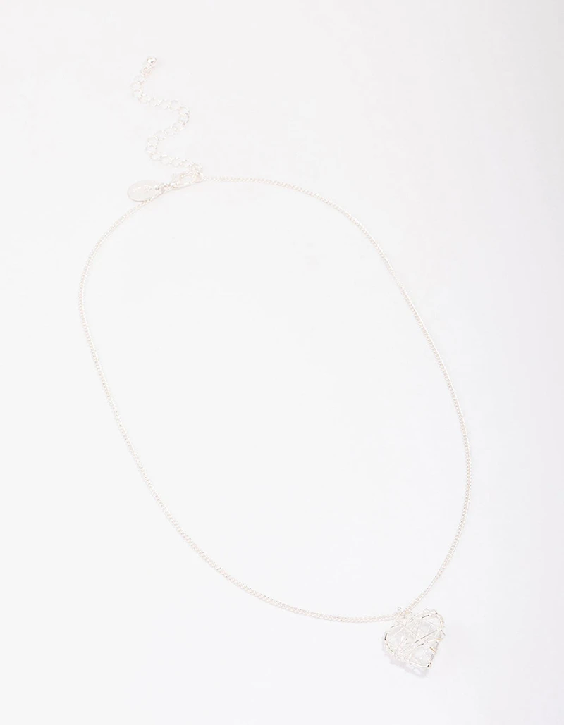 Silver Wrapped Heart Pendant Necklace