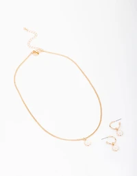 Gold Tiny Daisy Necklace & Earring Jewellery Set