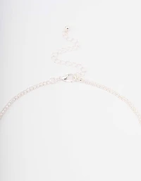 Silver Fine Ribbon Cubic Zirconia Lariat Necklace