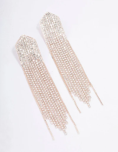 Rose Gold Cup Chain Pointed Drop Earrings