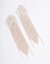 Rose Gold Cup Chain Pointed Drop Earrings