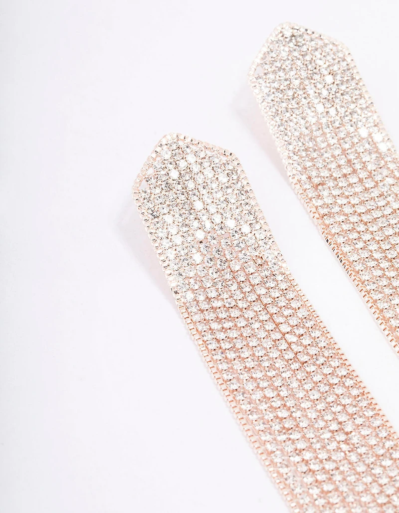 Rose Gold Cup Chain Pointed Drop Earrings