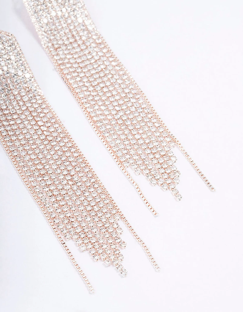 Rose Gold Cup Chain Pointed Drop Earrings