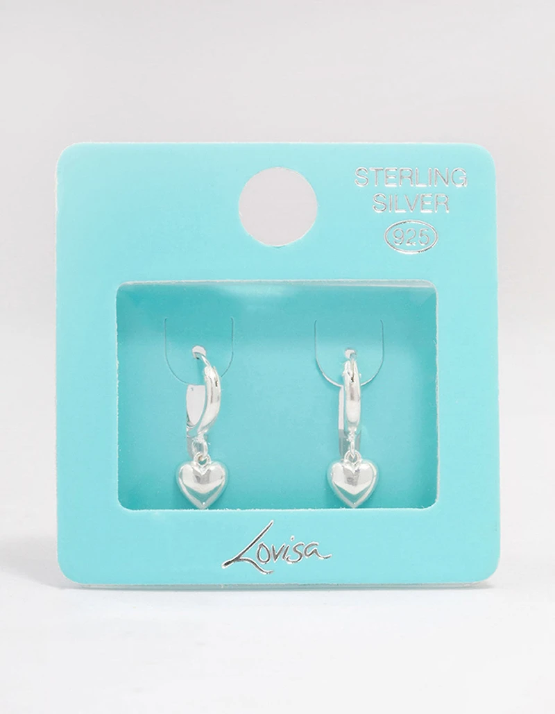 Sterling Silver Chubby Heart Hoop Earrings