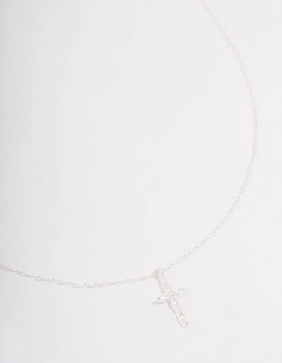 Sterling Silver Cubic Zirconia Marquise Cross Necklace