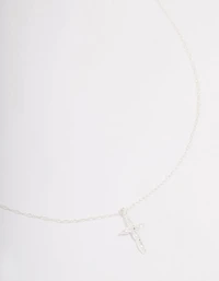 Sterling Silver Cubic Zirconia Marquise Cross Necklace