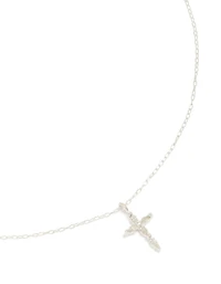 Sterling Silver Cubic Zirconia Marquise Cross Necklace
