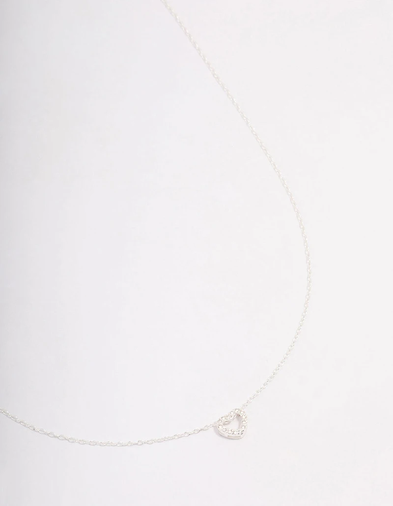Sterling Silver Cubic Zirconia Heart Pendant Necklace