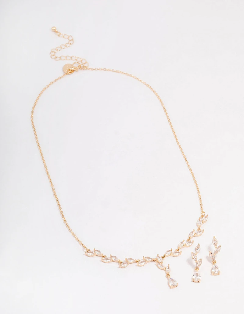 Gold Teardrop Vine Jewellery Set