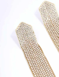 Gold Multi Chain Pointed Drop Earrings