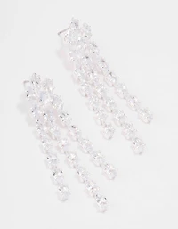 Silver Cubic Zirconia Cup Chain Drop Earrings