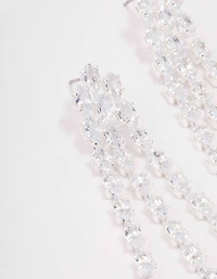 Silver Cubic Zirconia Cup Chain Drop Earrings
