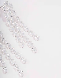 Silver Cubic Zirconia Cup Chain Drop Earrings