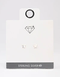Sterling Silver Solid Butterfly Stud Earrings
