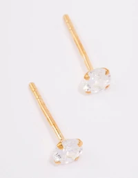 Gold Plated Sterling Silver Cubic Zirconia Srud Earrings
