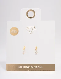 Gold Plated Sterling Silver Pear Cubic Zirconia Drop Earrings