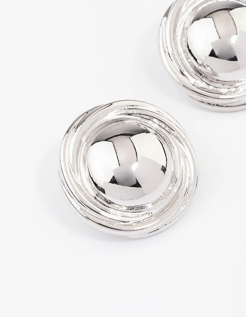 Boucles d’oreilles Silver Button Medium Stud
