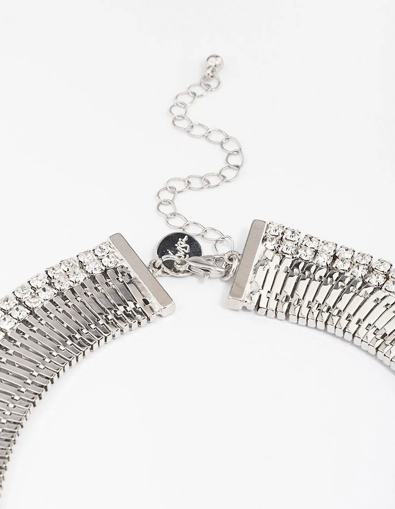 Silver Diamante Statement Necklace