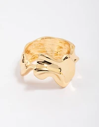 Gold Plated Molten Texture Band Ring