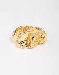 Gold Plated Melted Metal Band Ring