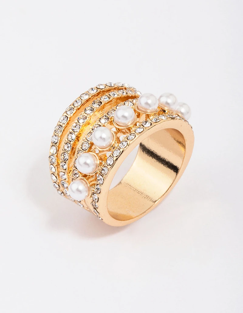 Gold Layered Pearl Band Ring
