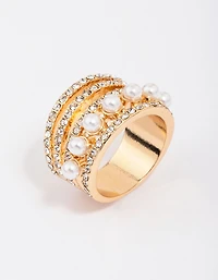 Gold Layered Pearl Band Ring
