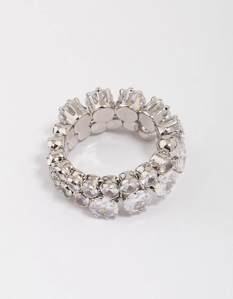 Silver Round Cubic Zirconia Wrapped Ring