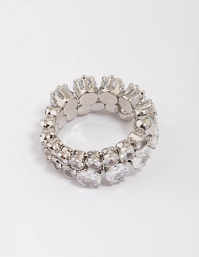 Silver Round Cubic Zirconia Wrapped Ring