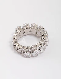 Silver Round Cubic Zirconia Wrapped Ring