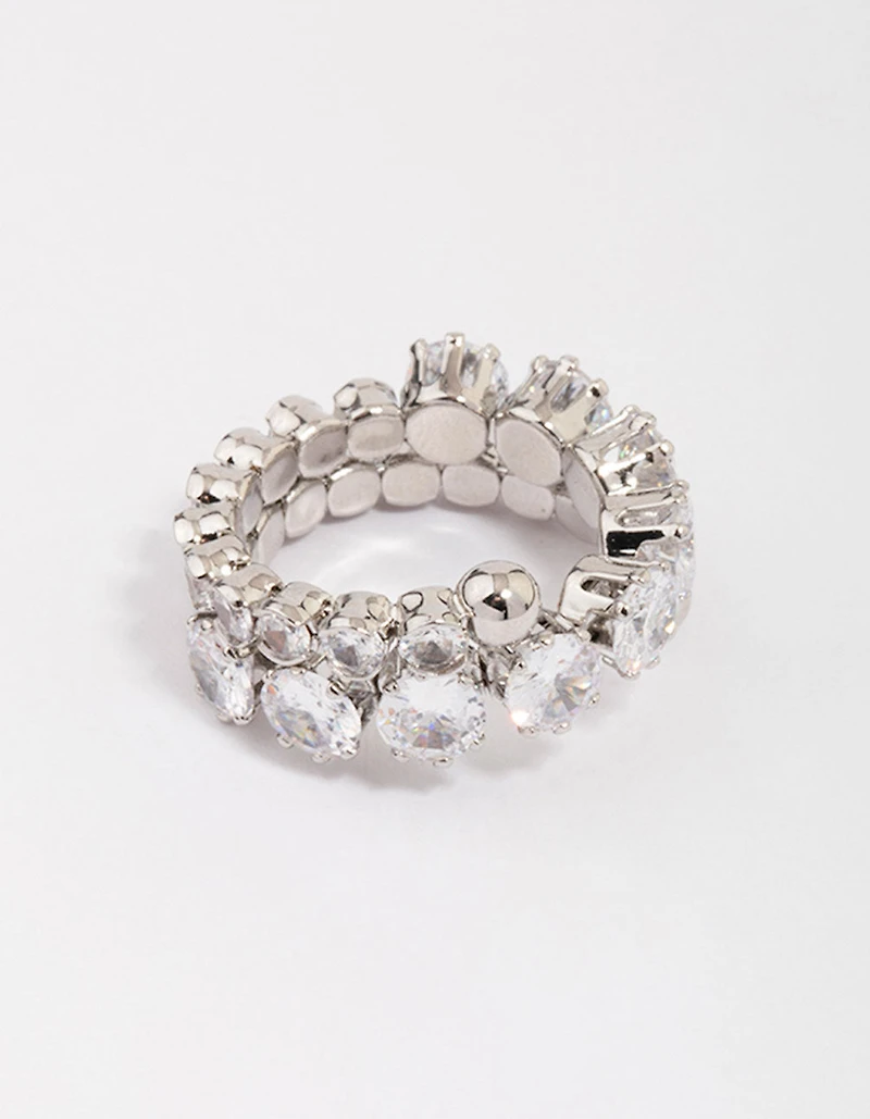 Silver Round Cubic Zirconia Wrapped Ring