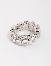 Silver Round Cubic Zirconia Wrapped Ring